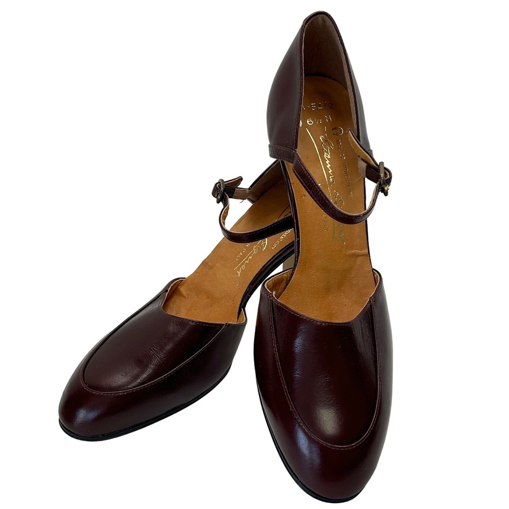 Vintage Etienne Aigner Pumps Women's 6.5 N‎ Burgundy Leather Mary Jane Italy